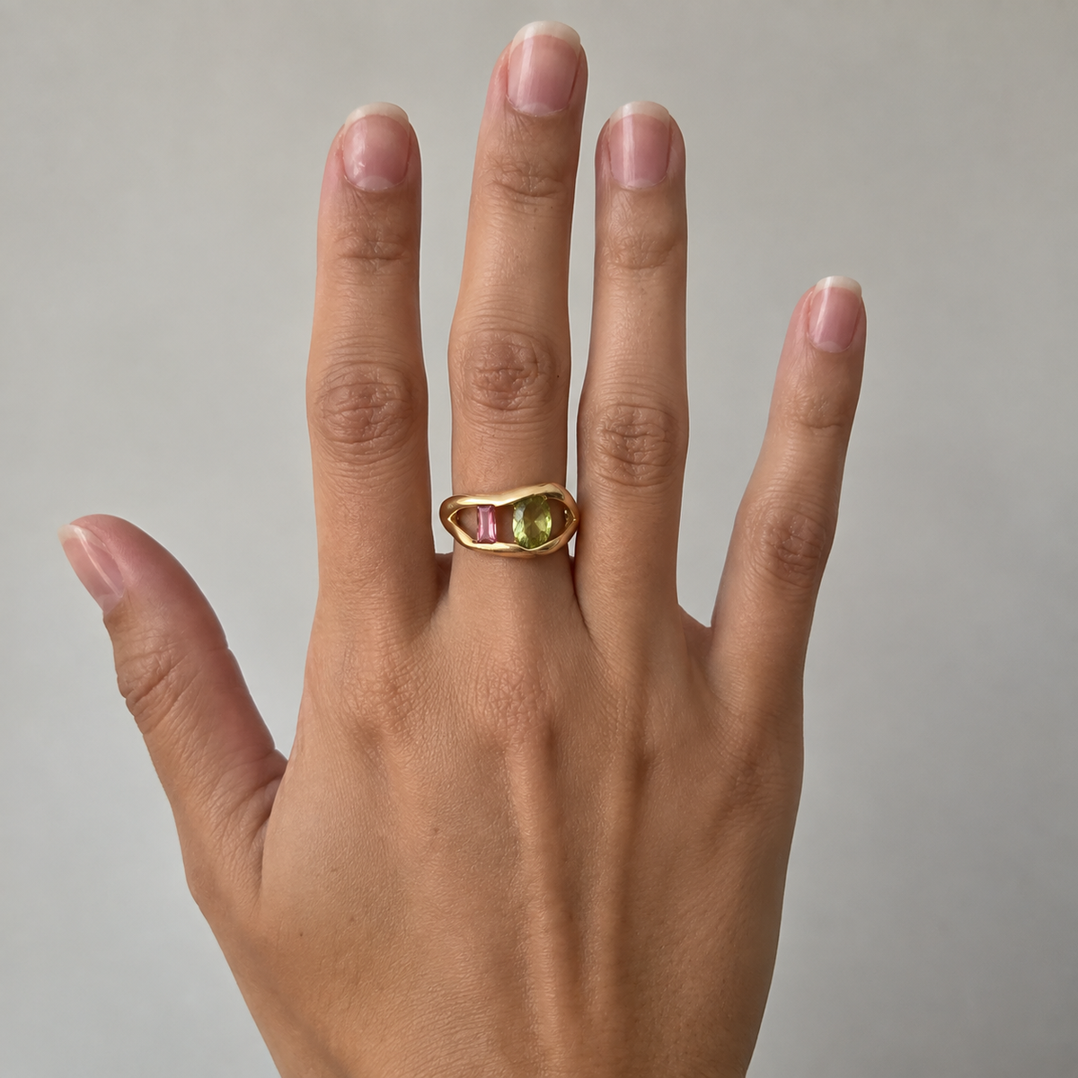 Bague Rose poudré et Menthe
